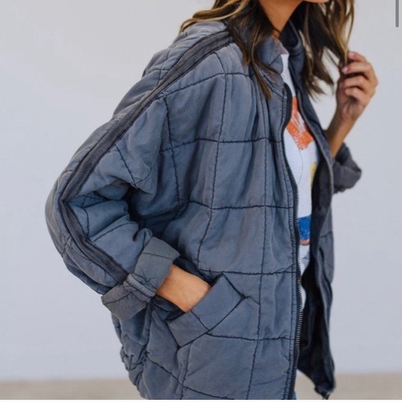Free People Jackets & Blazers - Free People Quilted Gray Bomber Jacket